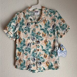 Bluey Kids Tropical Leaves Short sleeve Matching Set - Green and Orange size 5T